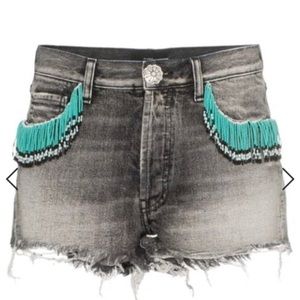 Alanui Black Denim Shorts